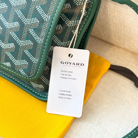 💚 NEW! 2025 GOYARD Plumet Pocket Canvas Leather Crossbody Bag / Green - Picture 6 of 13